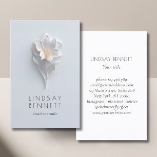 Elegant minimalist blomster vit blå visitkort