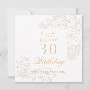Elegant minimalist blomstergul 50-årsdag födelseda kort