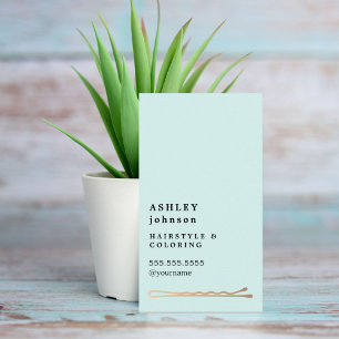 Elegant Minimalist Blue Faux Guld Hairdresser Visitkort