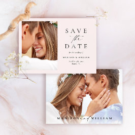 Elegant Minimalist Blush Photo Save The Date Card Spara Datumet