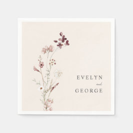 Elegant Minimalist Boho Blommigt Bröllop Pappersservett