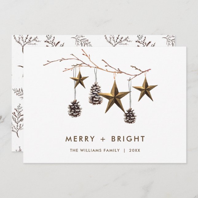 Elegant Minimalist Boho God jul Hälsning Julkort (Fram/baksida)