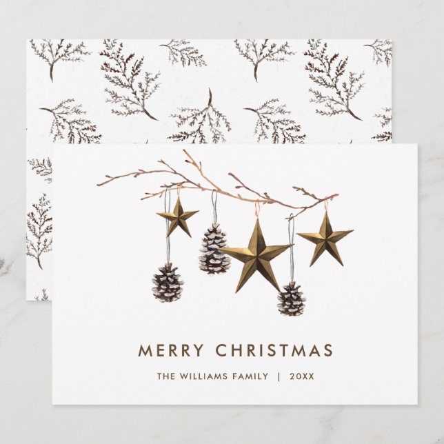 Elegant Minimalist Boho God jul Hälsning Julkort (Fram/baksida)