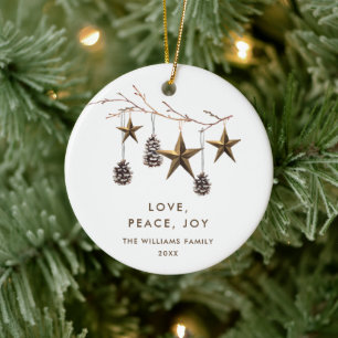 Elegant Minimalist Boho God jul Helgdag Julgransprydnad Keramik