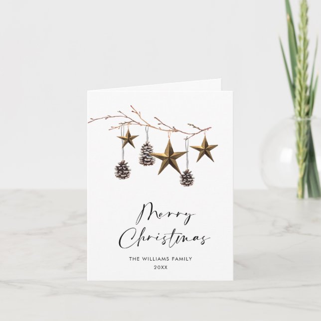 Elegant Minimalist Boho God jul Photo Helgkort (Framsida)