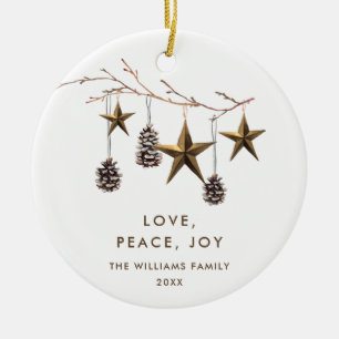 Elegant Minimalist Boho God jul Photo Julgransprydnad Keramik