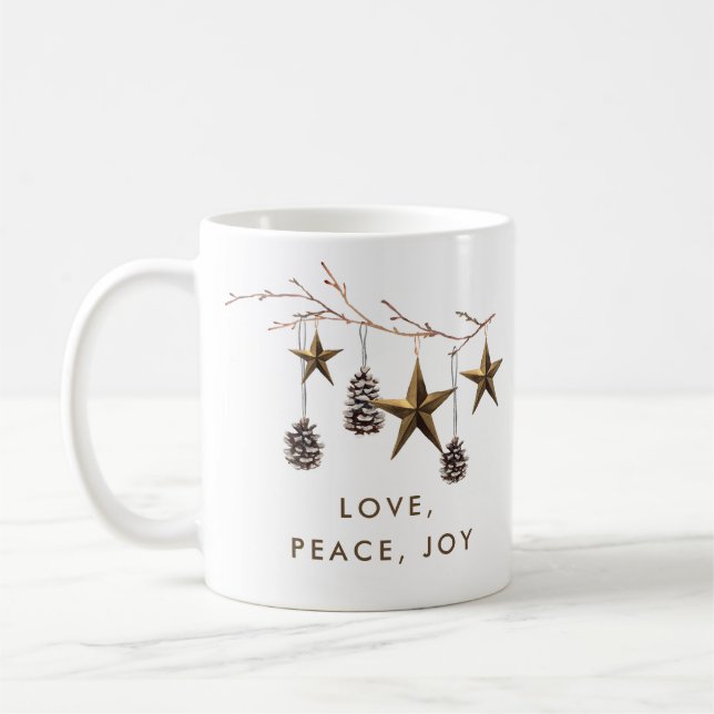 Elegant Minimalist Boho-julfotfoto för Helgdag Kaffemugg (Vänster)