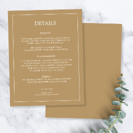 Elegant Minimalist Border Gold Wedding Details Tilläggskort