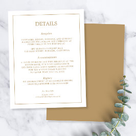 Elegant Minimalist Border Gold Wedding Details Tilläggskort
