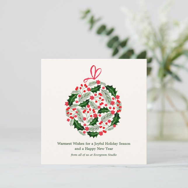 Elegant Minimalist Botanical Christmas Corporate  Julkort (Stående Fram)