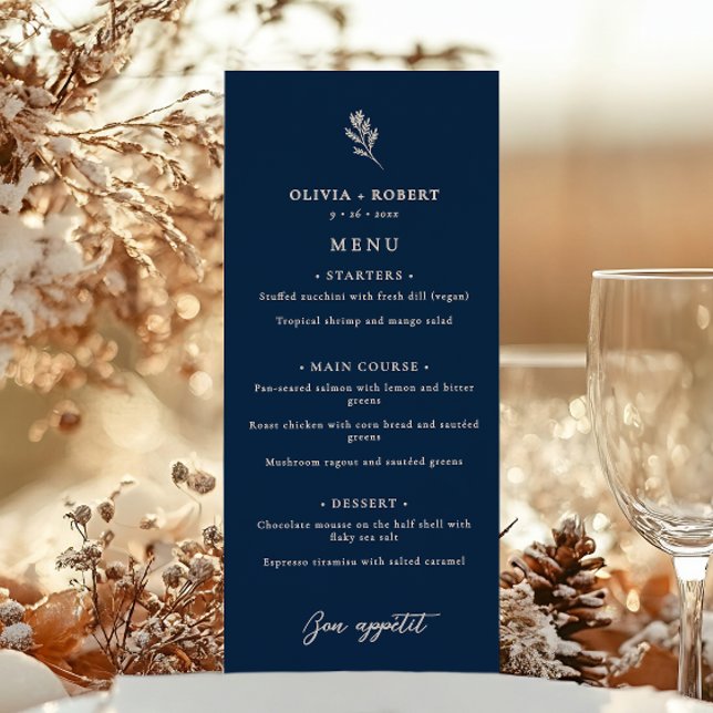 Elegant Minimalist Botanical Wedding Meny (Skapare uppladdad)