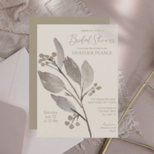 Elegant minimalist botanisk bröllopsdusch inbjudningar