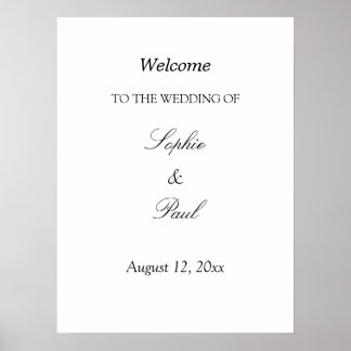 Elegant minimalist bröllaks välkomstaffisch poster