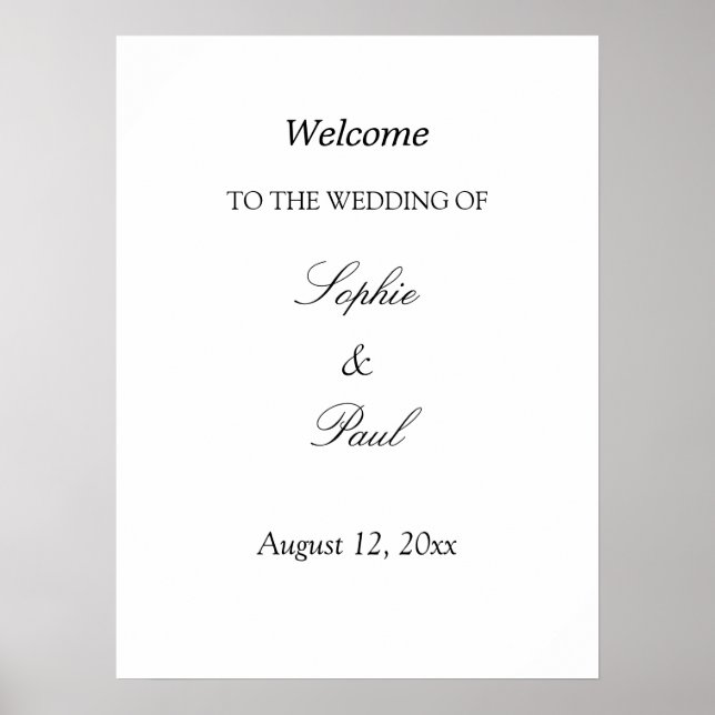 Elegant minimalist bröllaks välkomstaffisch poster (Framsidan)