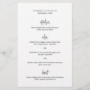 Elegant Minimalist Bröllop Menu