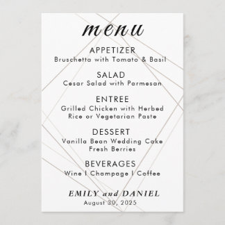 Elegant Minimalist Bröllop Menu Meny