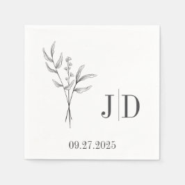 Elegant Minimalist Bröllop Napkin | Anpassningsbar Pappersservett