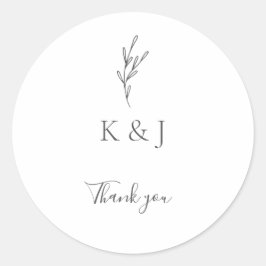 Elegant Minimalist Bröllop Tack för Monogram-Chice Runt Klistermärke