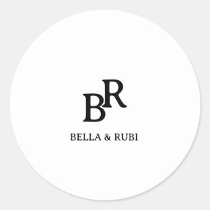 Elegant minimalist bröllopsmonogram klassiker runt klistermärke