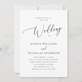 Elegant minimalist bröllopsscript | Formell klassi Inbjudningar