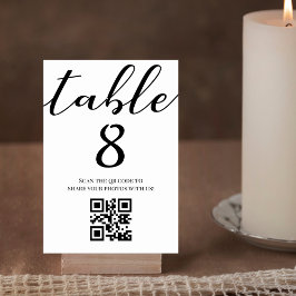 Elegant minimalist bröllps-QR-kod i scriptstil Bordsnummer