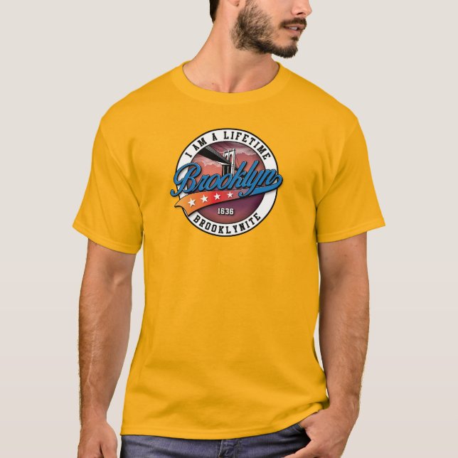 Elegant minimalist Brooklyn-logotypdesign guld T Shirt (Framsida)
