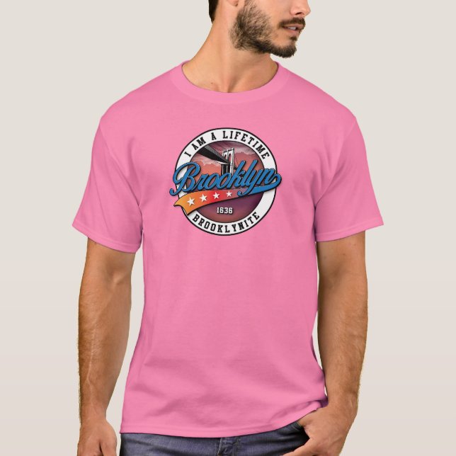 Elegant minimalist Brooklyn-logotypdesign rosa T Shirt (Framsida)