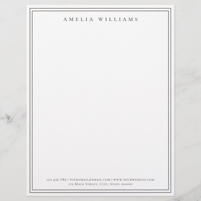 Elegant minimalist brun två ramar brevhuvud (Framsida)