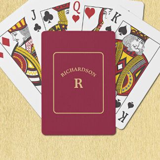 Elegant minimalist burgunder guld brygga solitaire casinokort