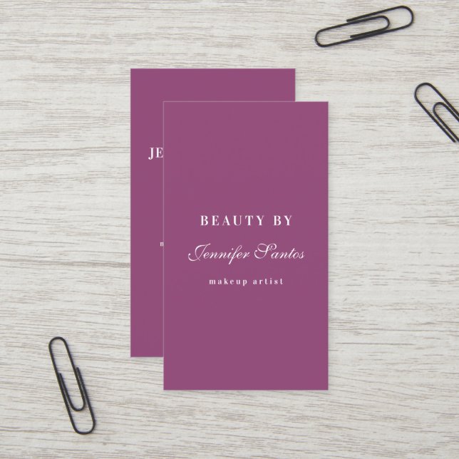 Elegant Minimalist Burgundy QR Code Beauty Salon Visitkort (Fram/Back In Situ)
