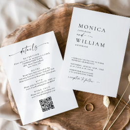 Elegant Minimalist Calligraphy Black White Bröllop Inbjudningar
