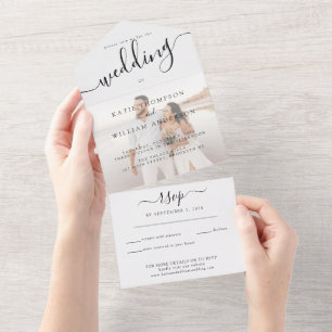 Elegant Minimalist Calligraphy Photo Bröllop
