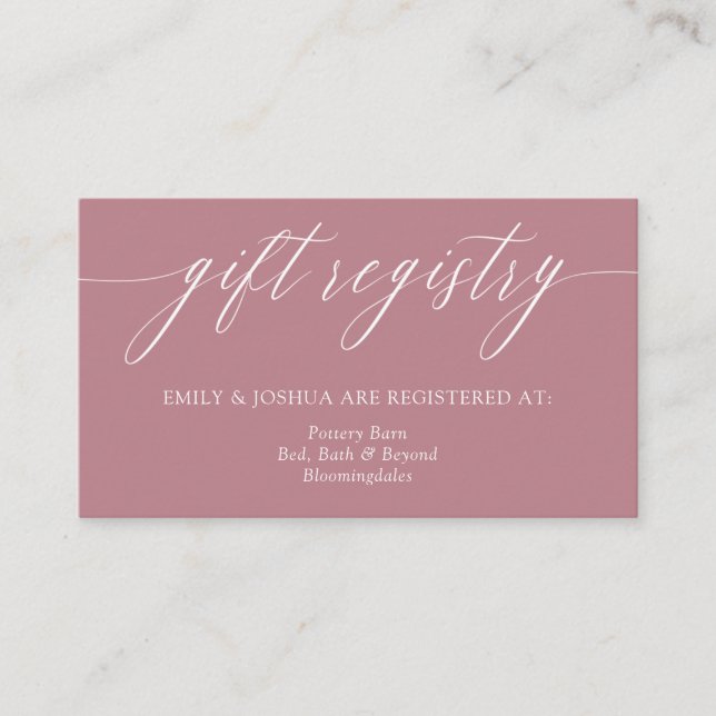 Elegant Minimalist Calligraphy Rosa Gift-register Tilläggskort (Framsida)