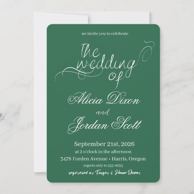 Elegant Minimalist Calligraphy Wedding Invitation Inbjudningar (Framsida)