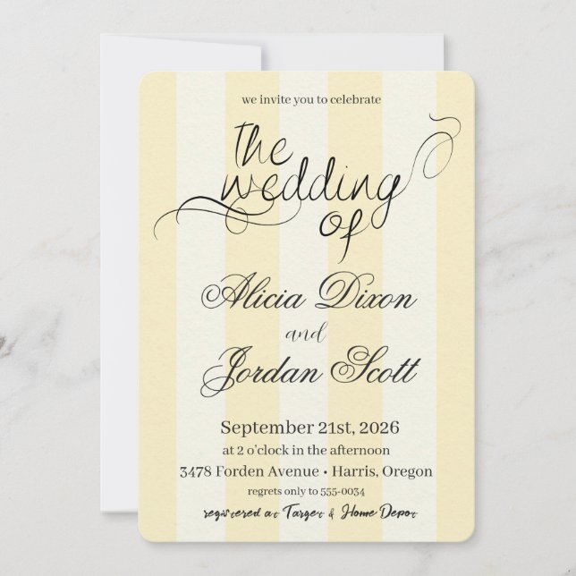 Elegant Minimalist Calligraphy Wedding Invitation Inbjudningar (Framsida)
