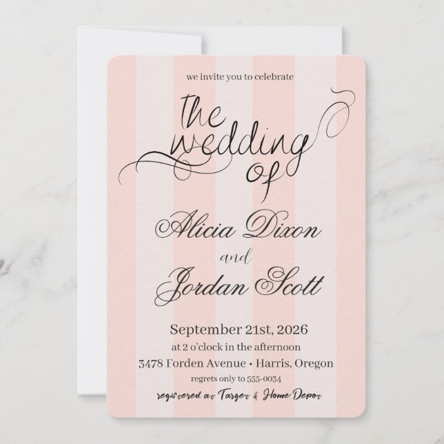 Elegant Minimalist Calligraphy Wedding Invitation Inbjudningar (Framsida)