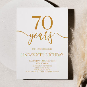 Elegant minimalist champagne 70-års födelsedagsfes inbjudningar