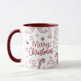 Elegant Minimalist Christmas Doodles Hand-Drawn Mugg