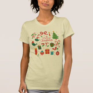 Elegant Minimalist Christmas Doodles Hand-Drawn T Shirt
