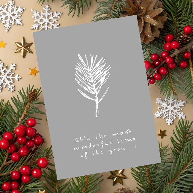 Elegant Minimalist Christmas Greeting Card Kort ("It's the most wonderful time of the year" Christmas greeting card.)