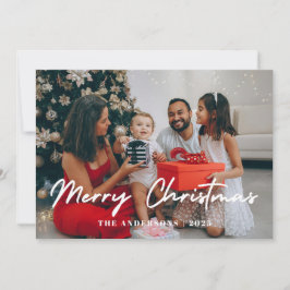 Elegant Minimalist Christmas | Modern Family Photo Julkort