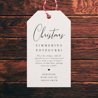 Elegant Minimalist Christmas Simmering Potpourri Presentetikett