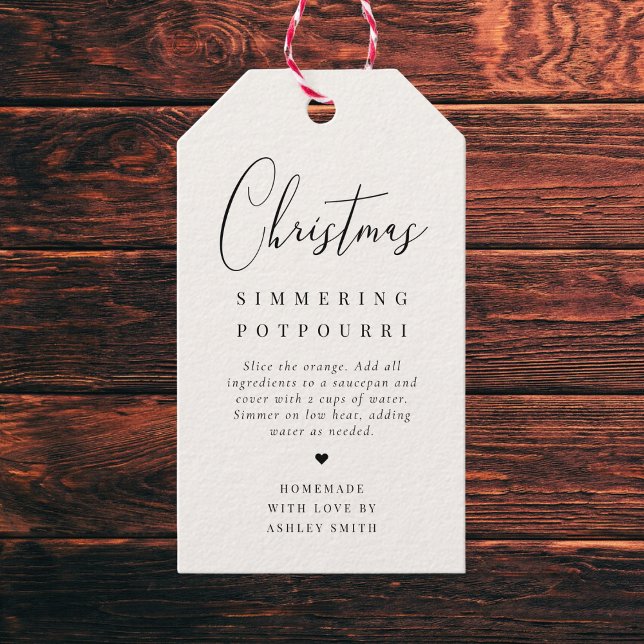 Elegant Minimalist Christmas Simmering Potpourri Presentetikett (Skapare uppladdad)