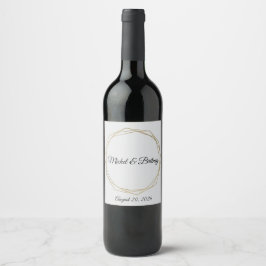 Elegant Minimalist Cream Wedding Wine Label Vinflaska Etikett