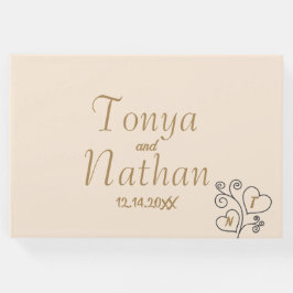 Elegant Minimalist Cream White Bröllop Monogram Gästböcker