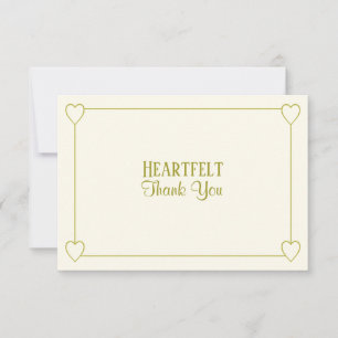 Elegant Minimalist Creamy White Golden Bröllop Tack Kort