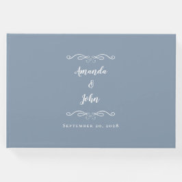 Elegant minimalist damblå bröllopskalligrafi gästböcker