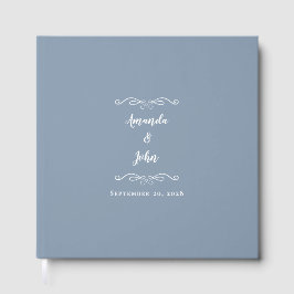 Elegant minimalist damblå bröllopskalligrafi gästböcker