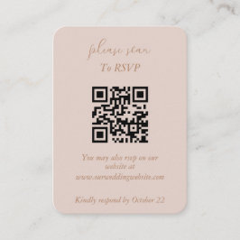 Elegant minimalist dammgrå rosa och guld QR Tilläggskort