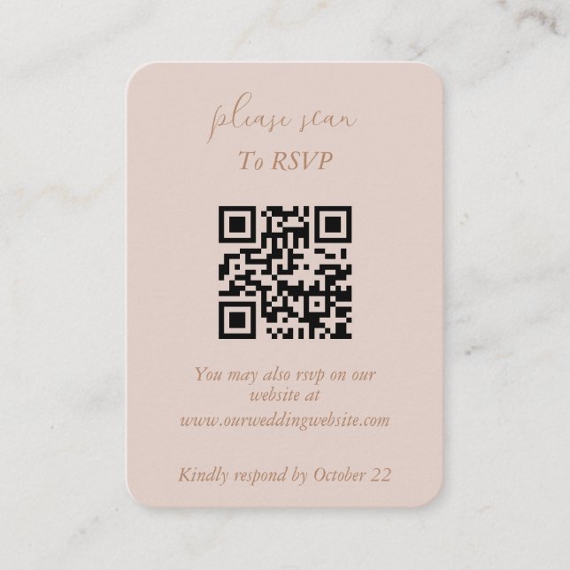 Elegant minimalist dammgrå rosa och guld QR Tilläggskort (Framsida)